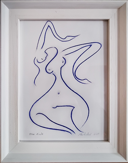 Blue Nude Pastel Drawing